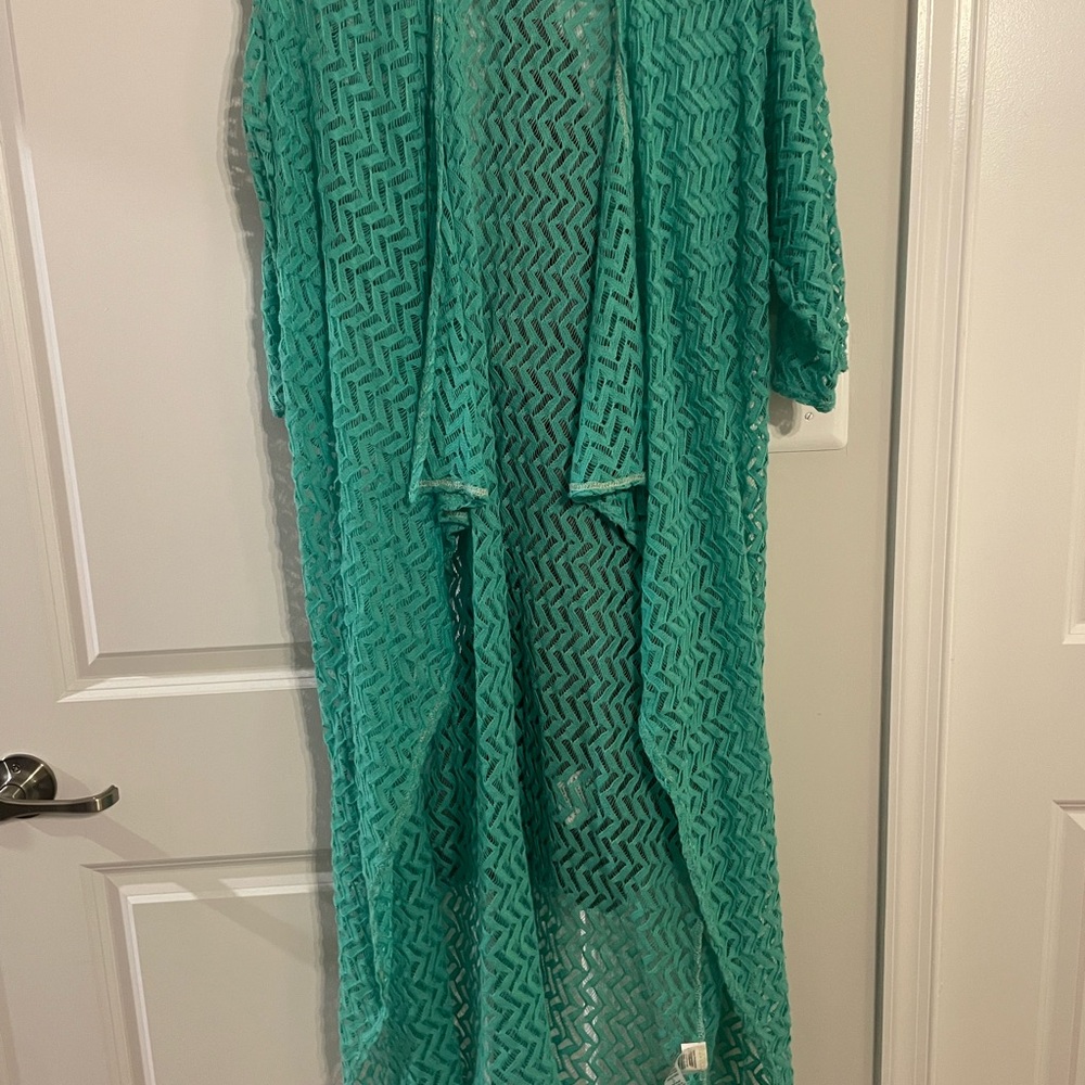 LuLaRoe Teal Open-Front Poncho